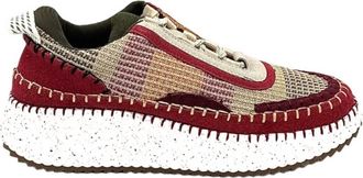 Renato Garini Womens Alexis Patchwork Sneaker In Burgundy/beige/grey