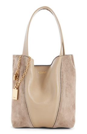 Chlo&eacute; Medium Spin Leather & Suede Tote in Boyish Brown at Nordstrom