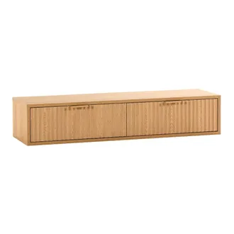 HOMN Mesa consola suspendida 2 cajones efecto roble