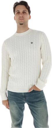 Superdry Jersey de punto trenzado con cuello redondo - Knitwear - Hombre - Blanco - XL