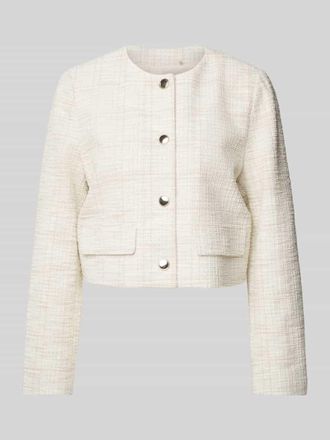 s.Oliver Black Label Regular Fit Kurzblazer in Boucl&eacute;-Qualit&auml;t mit Effektgarn in Offwhite, Gr&ouml;&szlig;e 44