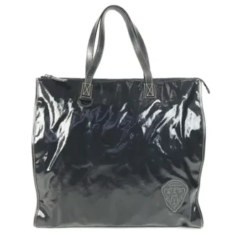 Gucci Hysteria Black Leather Coated Canvas Shoulder Bag Tote Bag (Pre-Owned)
