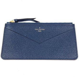 Louis Vuitton Navy Leather Coin Purse/Coin Case (Pre-Owned)