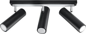 Wonderlamp L&aacute;mpara de techo negro y cromo con 3 focos orientables