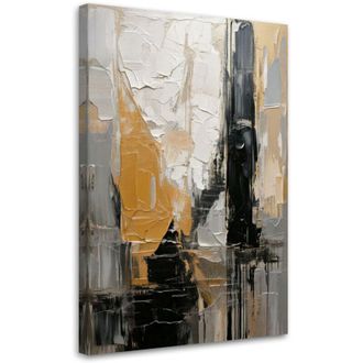 Artgeist Quadro su tela, Astrazione Texture Beige Grigio Nero Minimalismo - 70x100