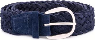 Orciani Suede Plot Braided Belt 3.5 cm - Heren - Riemen - Blauw - 100 CM - Leer - Accessoires