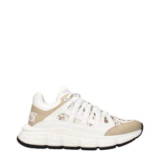 Versace White Fabric Athletic Mens Sneakers