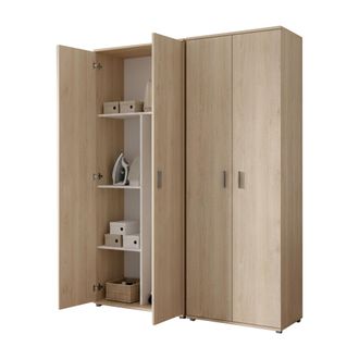 Dmora Armario Multiuso Grande Veruno, Modular, 9 Estantes, 4 Puertas, 139x190h Cm Roble Marr&oacute;n