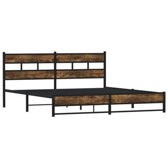 Berkfield Home Metal Bed Frame without Mattress Smoked Oak 180x200 cm Super King in Brown