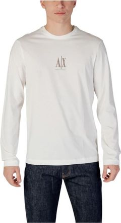 A|X Armani Exchange Witte Longsleeve T-shirt met Print - Heren - Longsleeves - Wit - S - Katoen - Tops