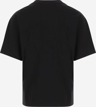 Saint Laurent Mens Cotton T-Shirt With Logo Black T-Shirts And Polos