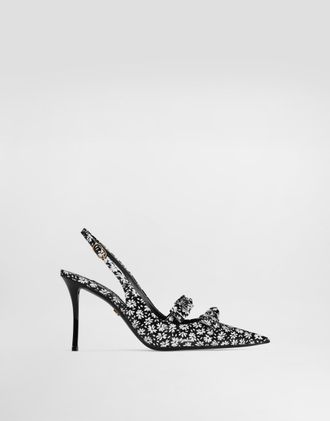Dolce & Gabbana Floral-print Calfskin Slingback - Woman Pumps And Slingback Multicolor Leather 37.5