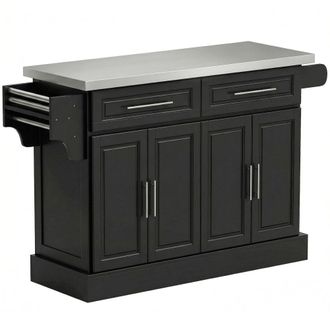 HOMCOM Isla de cocina 145x45x93 cm negro