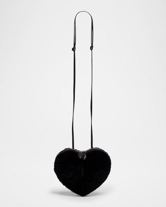 Alaia Le Coeur Crossbody Bag in Shearling