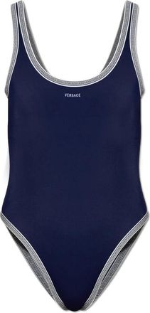 Versace Zwemset uit &eacute;&eacute;n stuk - Dames - Badpakken - Blauw - M - Polyester - Badmode