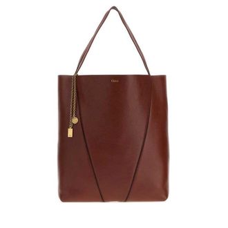 Chlo&eacute; Caramel Leather Large Spin Shopping Bag Blushybrown Borse A Tracolla