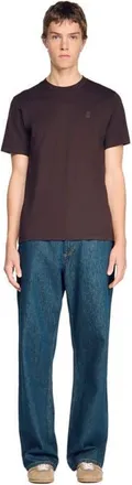 Sandro Cotton logo T-shirt in Chocolate at Nordstrom, Size Xx-Large