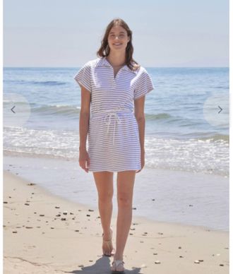 Sundry Short-Sleeve Stripe Dress In White