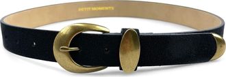 Petit Moments Marfa Leather Belt in Navy Suede/Gold at Nordstrom, Size X-Large