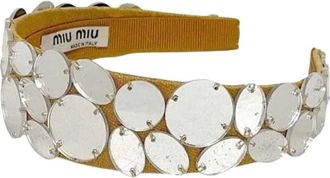 Miu Miu Pre-owned Canvas Haaraccessoire - Dames - Vintage Accessoires - Beige - ONE Size - Vintage