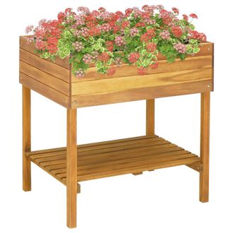 Berkfield Home Raised Garden Planter 78.5x58.5x78.5 cm Solid Acacia Wood in Brown