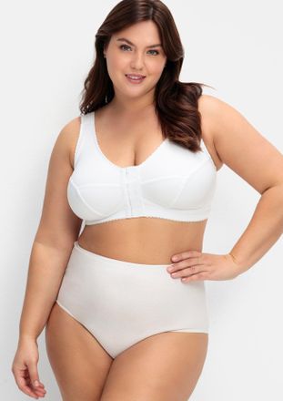 Sheego B&uuml;gelloser BH SHEEGO, Damen, Gr. 100, Cup G, weiss (wei&szlig;), 90% Baumwolle, 6% Elasthan, 4% Polyamid, BHs B&uuml;gelloser BH