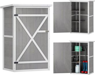 OUTSUNNY Caseta De Jard&iacute;n De Madera 75x56x115cm Armario Cobertizo De Exterior Para Herramientas Con 3 Estantes Interiores Puerta Con Pestillo Y Techo Asf&aacute;ltico