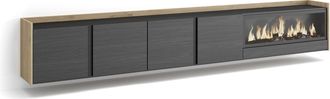 Skraut Home Skraut Home - Mueble Tv, Televisi&oacute;n, Muebles De Sal&oacute;n, Almacenaje, 315x35x50cm, Para Tv Hasta 80, Chimenea El&eacute;ctrica Xxl, Colgado, Suspendido, Estilo 