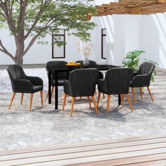 vidaXL Juego De Comedor De Jard&iacute;n 7 Piezas Con Cojines Negro Vidaxl