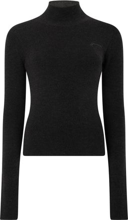 Ganni Fitted Sweater with High Collar - Dames - Coltruien - Zwart - M - Truien & Vesten