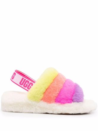 UGG Fluff Yeah sheepskin slides - women - Rubber/Sheepskin/Sheepskin - 8 - Pink