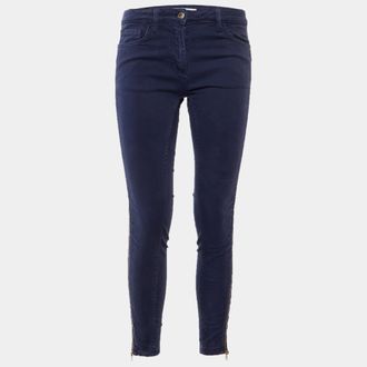 Sandro Blue Denim Zip Detail Skinny Fit Jeans M/Waist 29