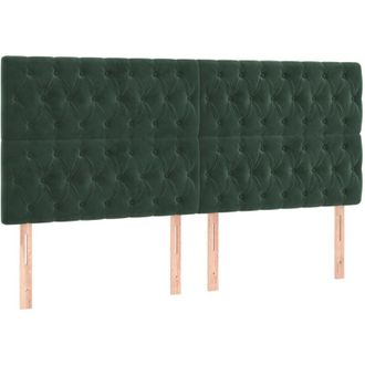 vidaXL Cabecero Con Luces Led Terciopelo Verde Oscuro 200x7x118/128 Cm Vidaxl