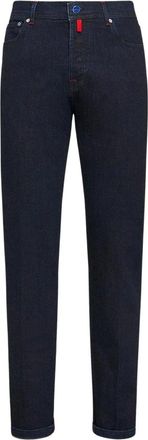 Kiton Broeken Cotton - Heren - Slim Fit Jeans - Blauw - W32 - Katoen - Jeans