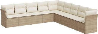 vidaXL Set De Sof&aacute;s De Jard&iacute;n 9 Pzas Con Cojines Rat&aacute;n Sint&eacute;tico Beige Vidaxl