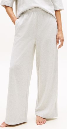 Tommy Hilfiger Sweathose WIDE LEG PANTS, Damen, Gr. XL (42/44), N-Gr, warm ice grau heather, Sweatware, Obermaterial: 82% Baumwolle, 18% Polyester, TOMMY HILFIGER UN