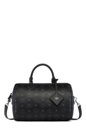 MCM Medium Ella Boston Bag in Visetos in Black at Nordstrom