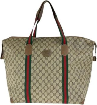 Gucci Pre-owned Weekend Bags, female, Beige, Size: ONE SIZE Pre-owned Canvas Weekend Bag