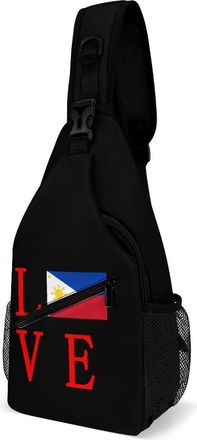 Generic Love Philippines Flag Mens Shoulder Bags Sling Crossbody Backpack Travel Hiking Chest Bag with Small Side 38x20cm