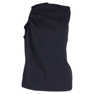 Escada Draped Top in Navy Blue Silk
