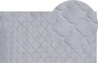 Beliani Beliani - Alfombra Gris 80 X 150 Cm Poli&eacute;ster Piel Sint&eacute;tica Conejo Reja Pelo Largo Gharo