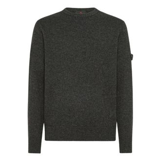 Peuterey Round-neck Knitwear, male, Gray, Size: XL Grey Crew Neck Sweater with Patch Pocket