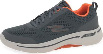 Skechers Mens Go Walk Arch Fit Idyllic Sneaker,Charcoal Textile/Synthetic/Orange Trim,11.5 UK