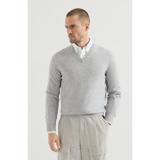 Brunello Cucinelli Cashmere sweater in Pebble at Nordstrom, Size 46