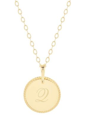 Brook & York Milia Initial Pendant Necklace in Gold Q at Nordstrom