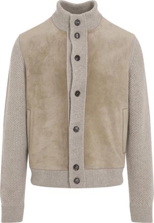 Ermenegildo Zegna Oasi Jacket - Heren - Cashmere truien - Beige - XL - Leer - Truien & Vesten