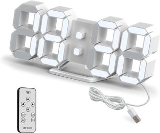 OEM Reloj De Pared Digital Led 3d, Peque&ntilde;o Despertador Con Control Remoto, 25,2 Cm, Formato De 12/24 Horas, Temperatura, Fecha, Memoria, Funci&oacute;n De Repeti