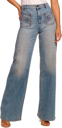 Ramy Brook Heidi Patch Pocket High Waist Wide Leg Jeans in Light Wash at Nordstrom, Size 27