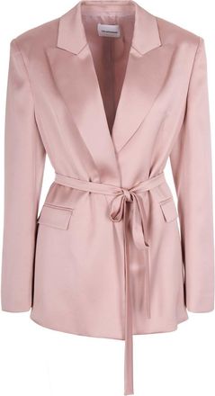 Andamane Pink Solid Notched Lapel Blazer