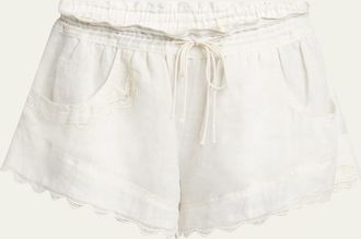Isabel Marant Lola Ladder Stitch Scallop Drawstring Shorts